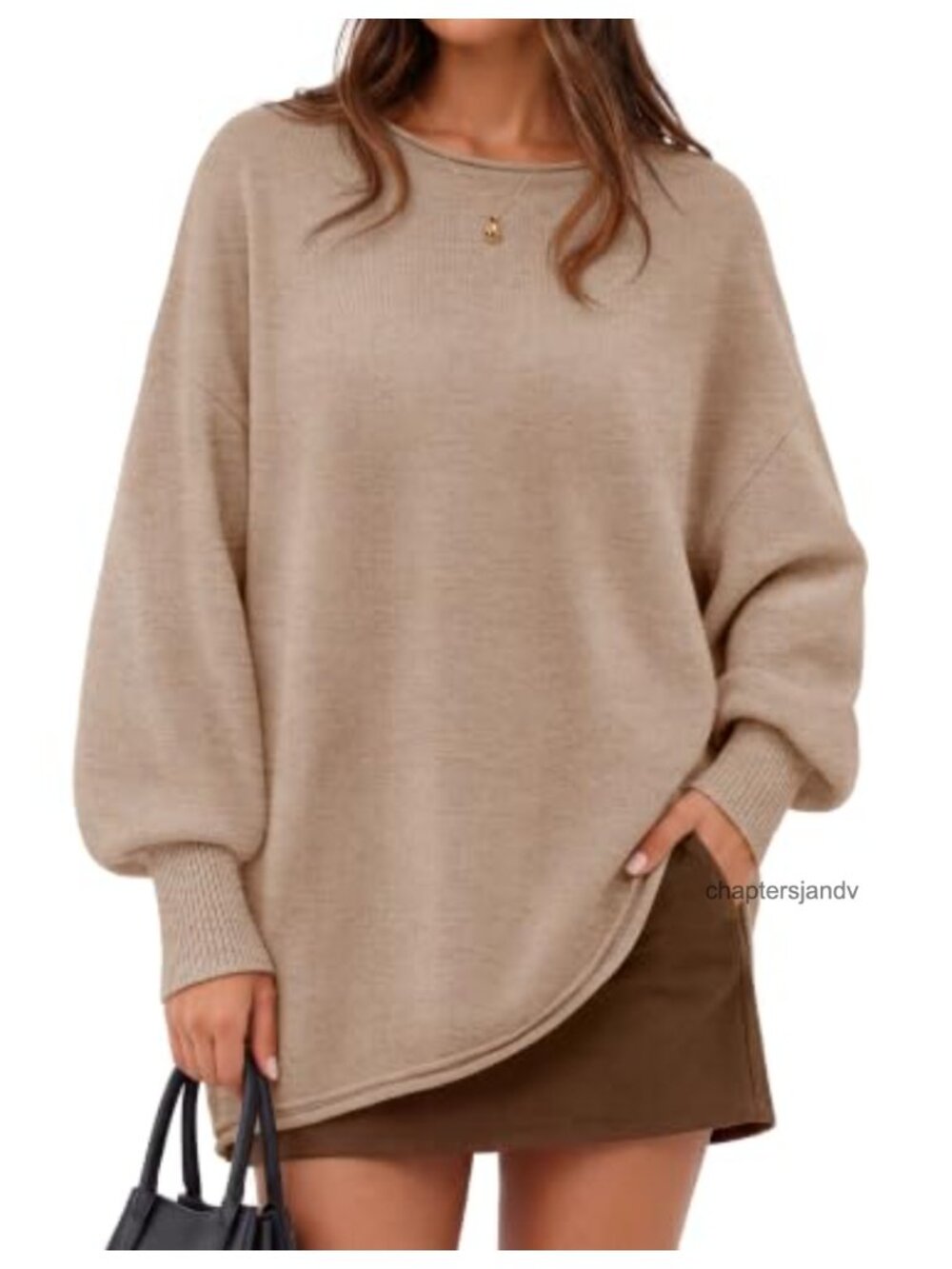 Women's Oversized Long Sleeve Casual Knit Sweater Pullover Crew Neck